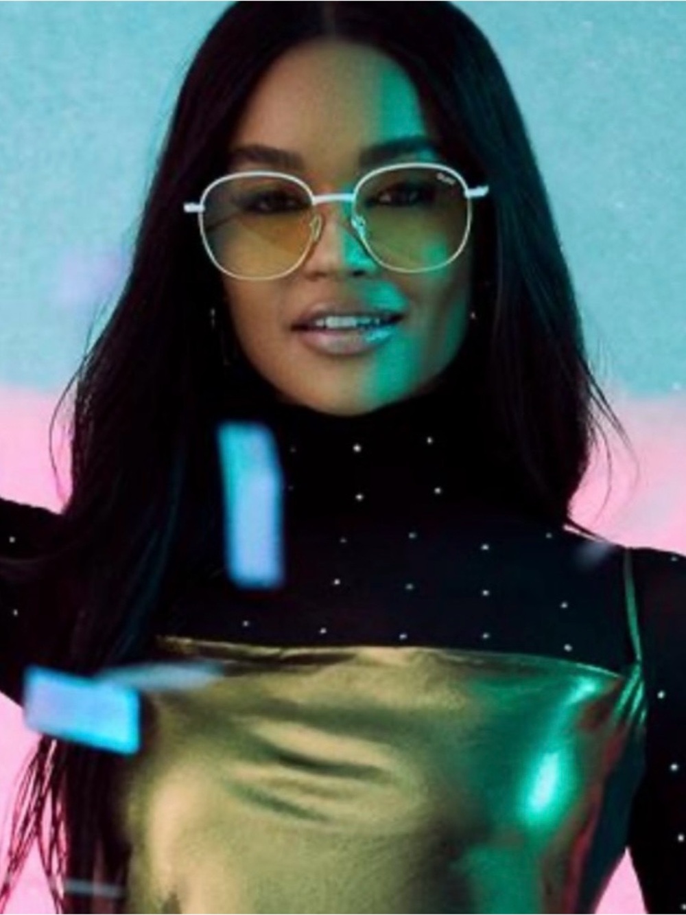 Quay Australia Gold Frame Sunglasses with White Temples